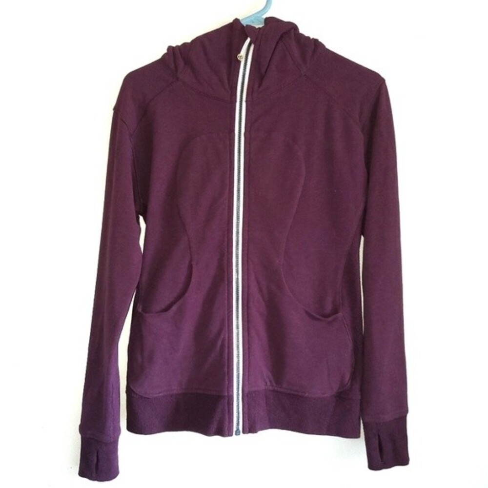 Lululemon On The Daily Hoodie Heathered Bordeaux Drama French Terry Sz 4